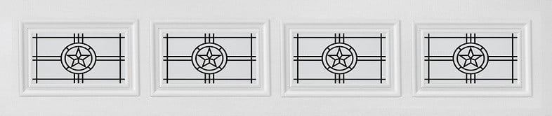 black design on garage door window