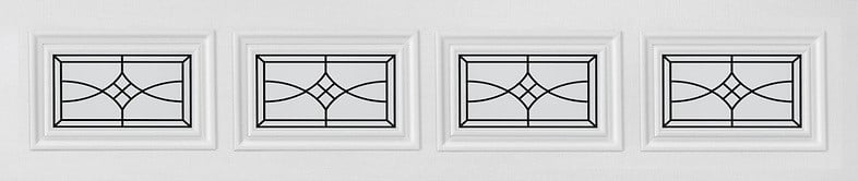 black design on garage door window