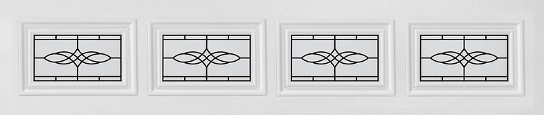Victorian style design on garage door window