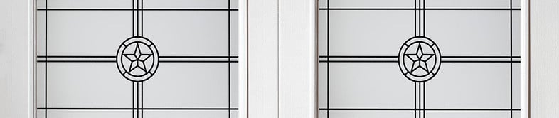 black design on garage door window