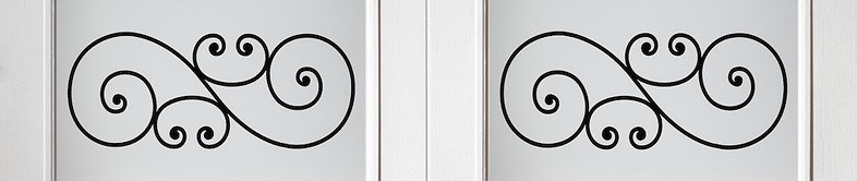 black design on garage door window